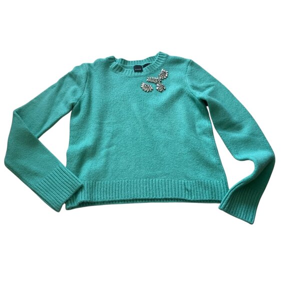 Pinko Sweaters - Pinko Teal Blue Sweater knit W Rhinestones Embellished crew neck S small